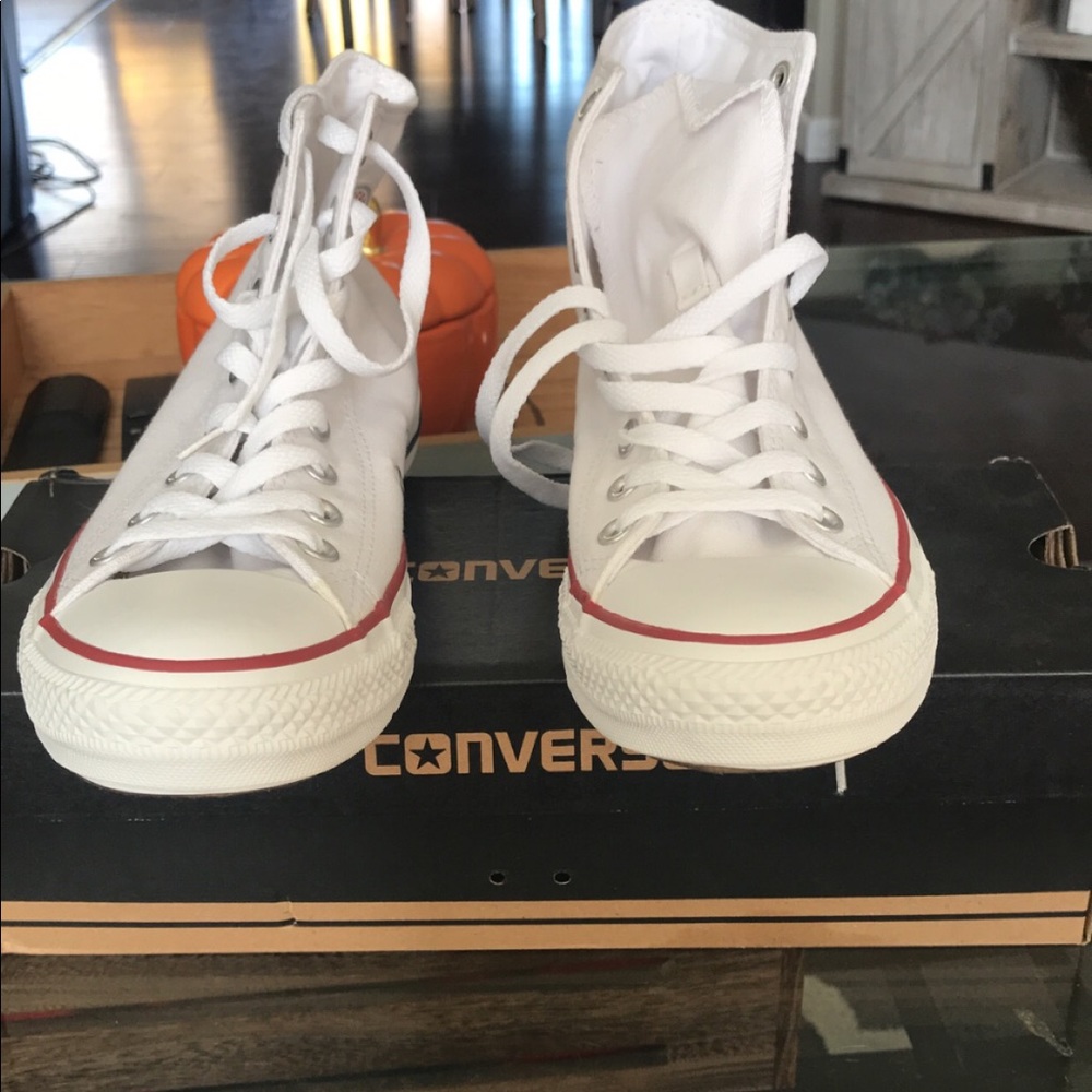 Brand new white high top converse